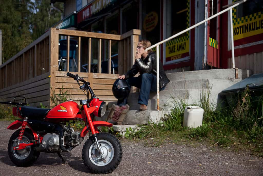 Honda Monkey by a kiosk