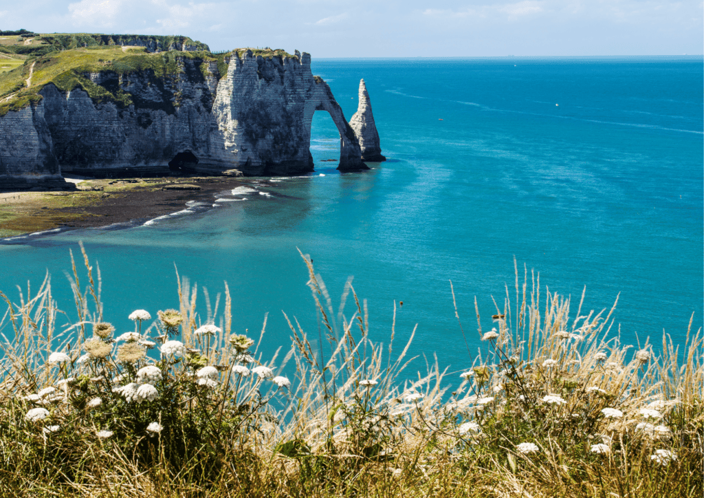 Mobilisti matka Normandiaan Etretat rantakalliot