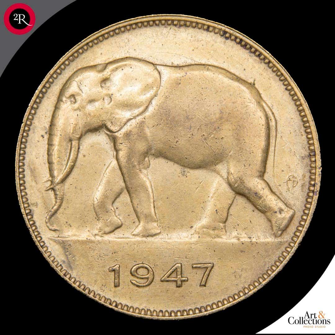 CONGO BELGA 1947 5 FRANCOS