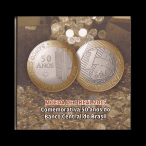 BLISTER DE BRASIL CON MONEDA INCLUIDA DE 1 REAL «BANCO CENTRAL DE BRASIL» (50 AÑOS DEL BANCO) 2015