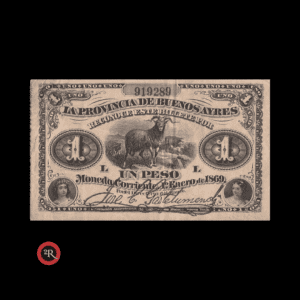 ARGENTINA (BS.AS) 1869 1 PESO BAU#120b