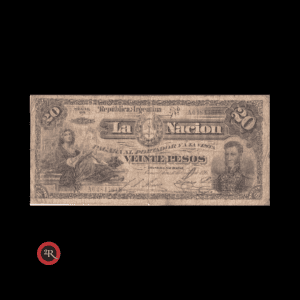 ARGENTINA 20 PESOS 1895 BANCO DE LA NACION BOT#1319 COL#296