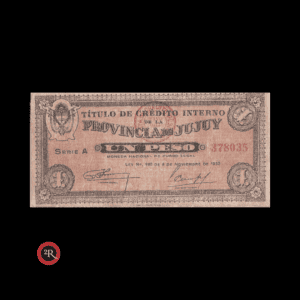 JUJUY ARGENTINA 1 PESO 1932 TITULO DE CREDITO INTERNO S#2035