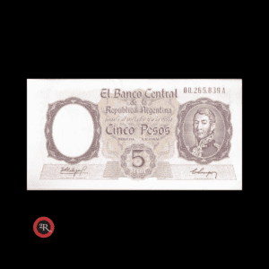 ARGENTINA 5 PESOS 1960 BOT#1919 COL#445a