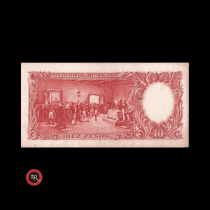 ARGENTINA 10 PESOS 1955 BOT#1950 COL#458a