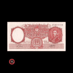 ARGENTINA 10 PESOS 1955 BOT#1950 COL#458a