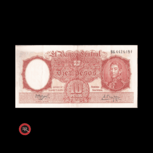 ARGENTINA 10 PESOS 1961 BOT#1970 COL# 465c