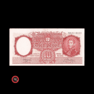 ARGENTINA 10 PESOS 1961 BOT#1970 COL#465c