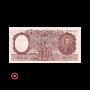 ARGENTINA 100 PESOS 1953 BOT#2043 COL#491b