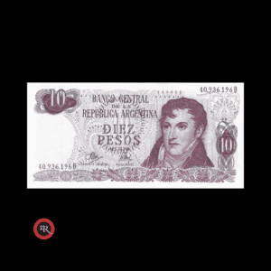 ARGENTINA 10 PESOS LEY 18188 1972 BOT#2345 COL#615a