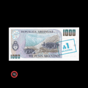 ARGENTINA 1 AUSTRAL (RESELLO VERDE/AZUL) 1985 BOT#2701 COL#690a