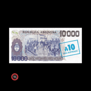 ARGENTINA 10 AUSTRALES (RESELLO AZUL/AZUL) 1985 BOT#2705 COL#692a