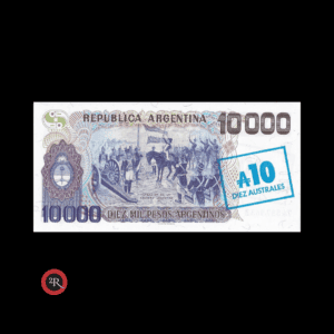 ARGENTINA 10 AUSTRALES (RESELLADO AZUL/AZUL) 1985 BOT#2710 COL#692e