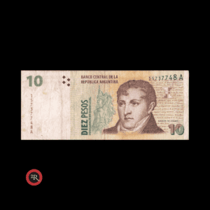 ARGENTINA 10 PESOS 1998 CONVERTIBLES 2º DISEÑO CON LEYENDA BOT#3401 COL#773a