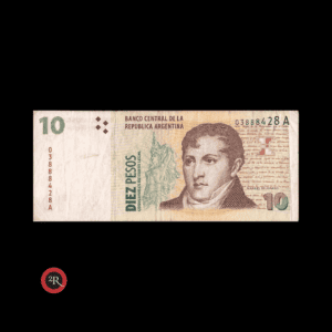 ARGENTINA 10 PESOS 1998 CONVERTIBLES 2º DISEÑO CON LEYENDA BOT#3401 COL#773a