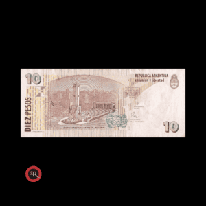 ARGENTINA 10 PESOS 1999 CONVERTIBLES 2º DISEÑO CON LEYENDA BOT#3403 COL#773c