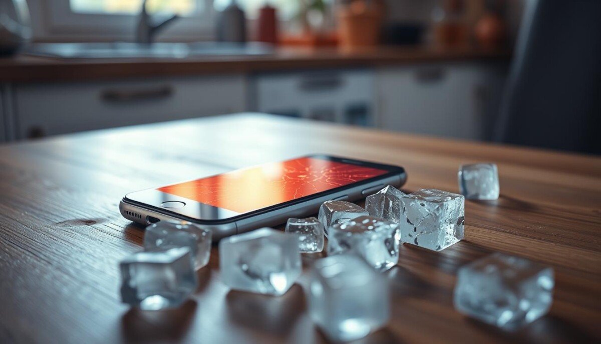 phone in fridge to cool down