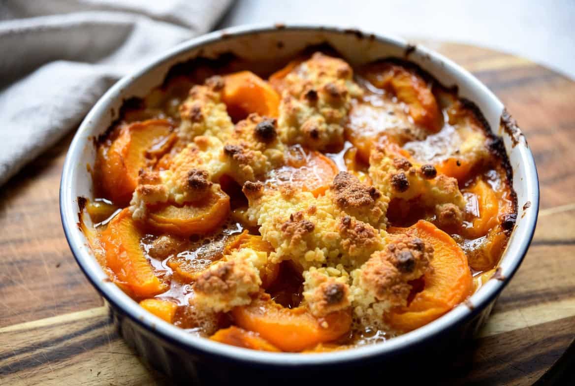 Apricot rosemary cobbler with cornmeal dumplings