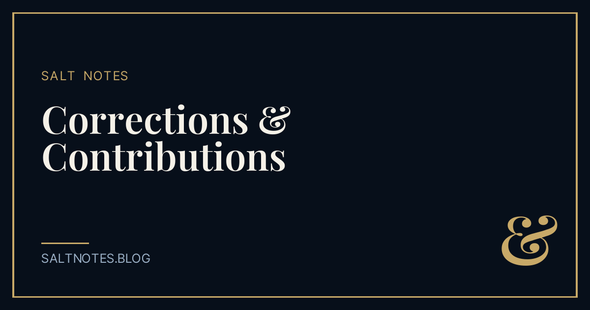 Salty and Clever cover for Corrections & Contributions