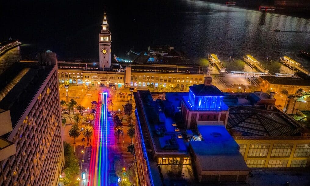 Massive 4.1 Mile Laser Rainbow Flag Returns to SF for Pride 2025