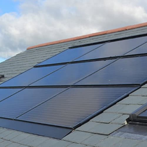 Solar panels on the roof of a house.
