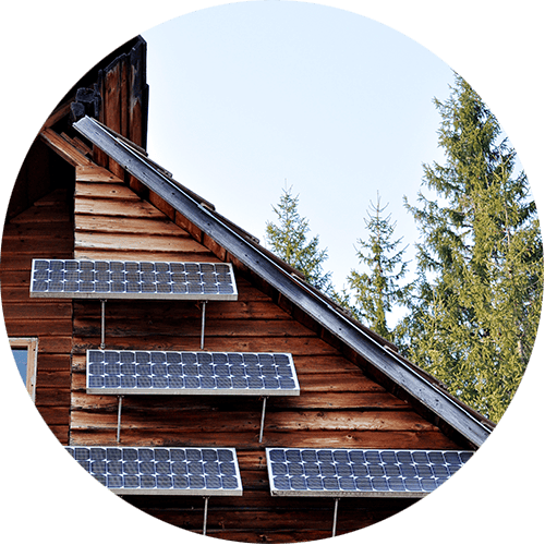 Solar panels on the roof of a house.