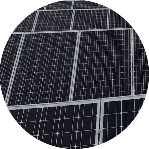 a circular picture of a solar panel.