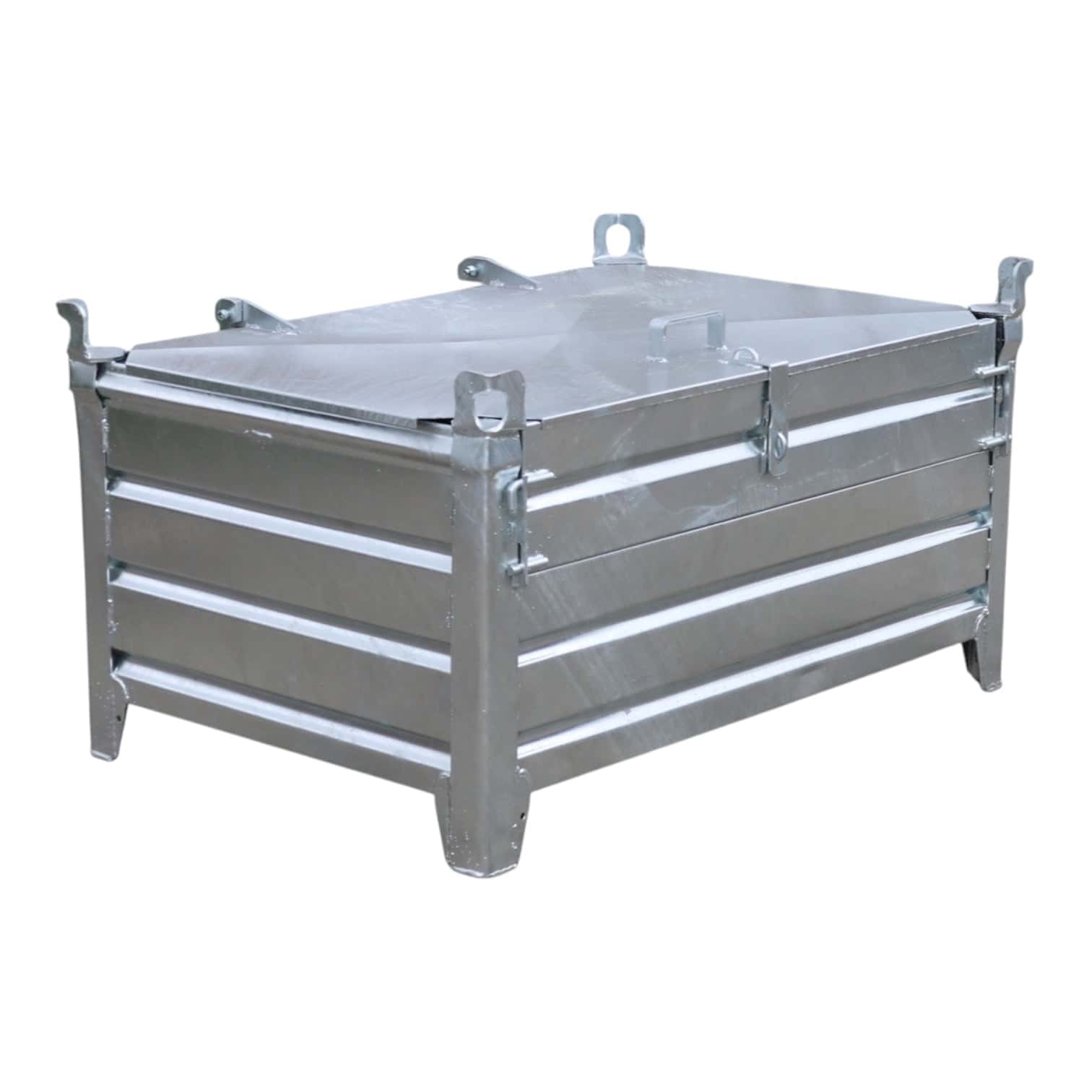 verzinkte stapelbak l met 2 kleppen vaste constructie 800 x 1200 x 500