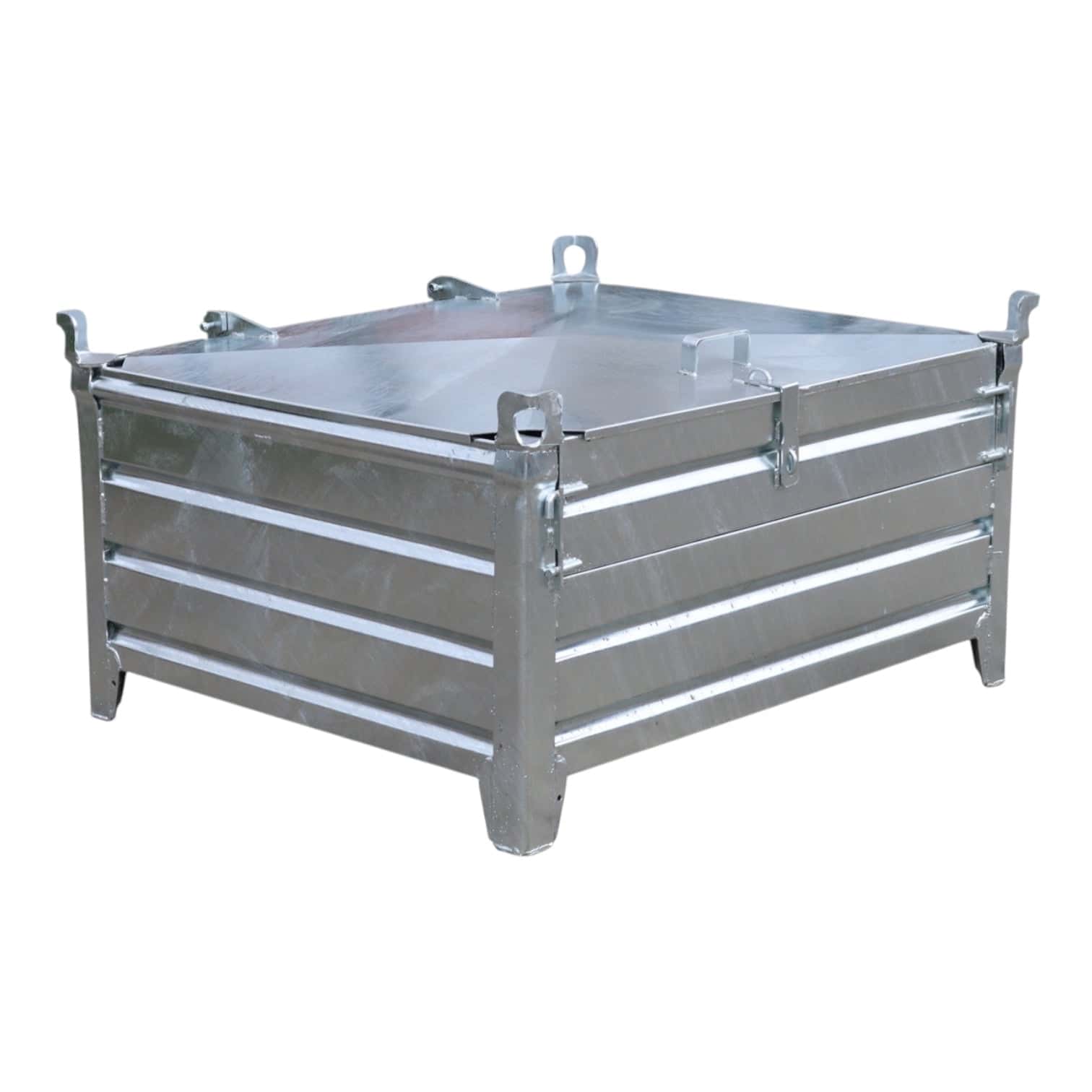 verzinkte stapelbak xl met 2 kleppen goed stapelbaar 1200 x 1000 x 500