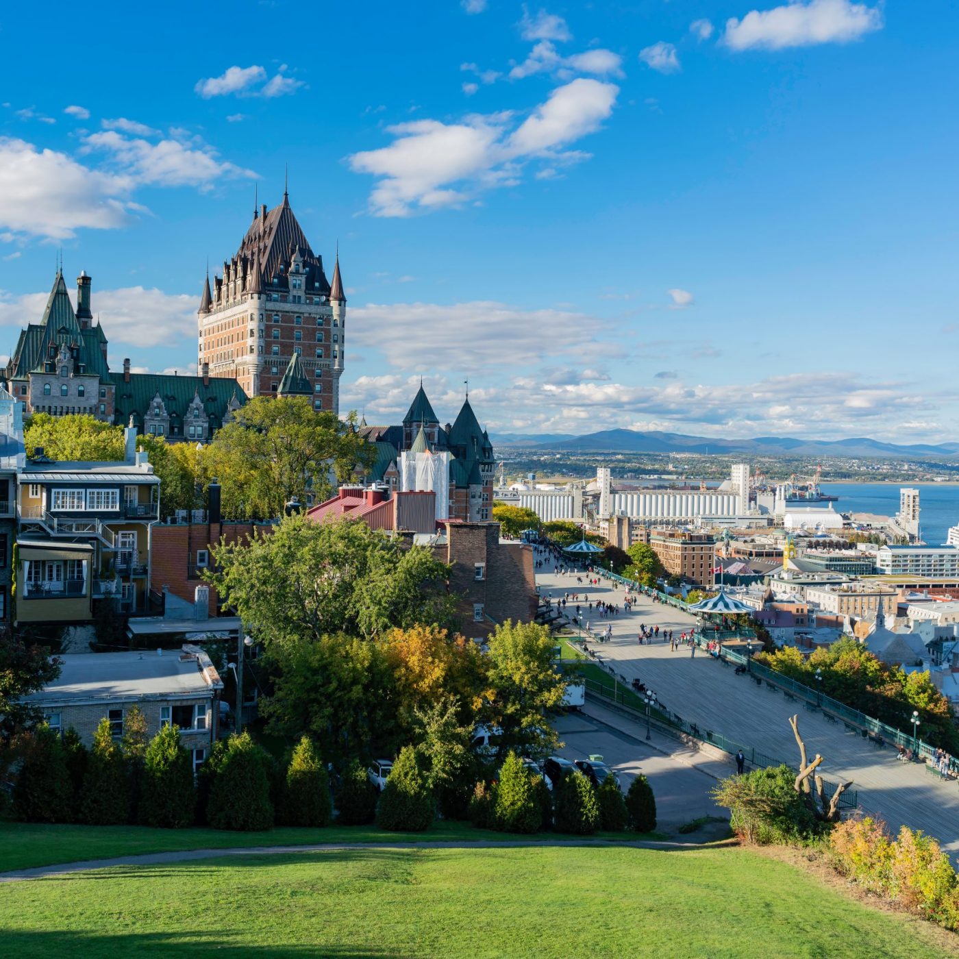 Exterior view of the famous Fairmont Le Château Frontenac at Quebec, Canada