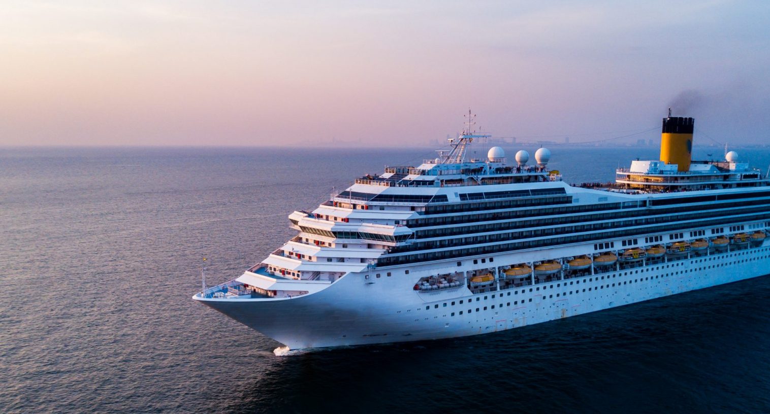 Aerial view large cruise ship at sea, Passenger cruise ship vess