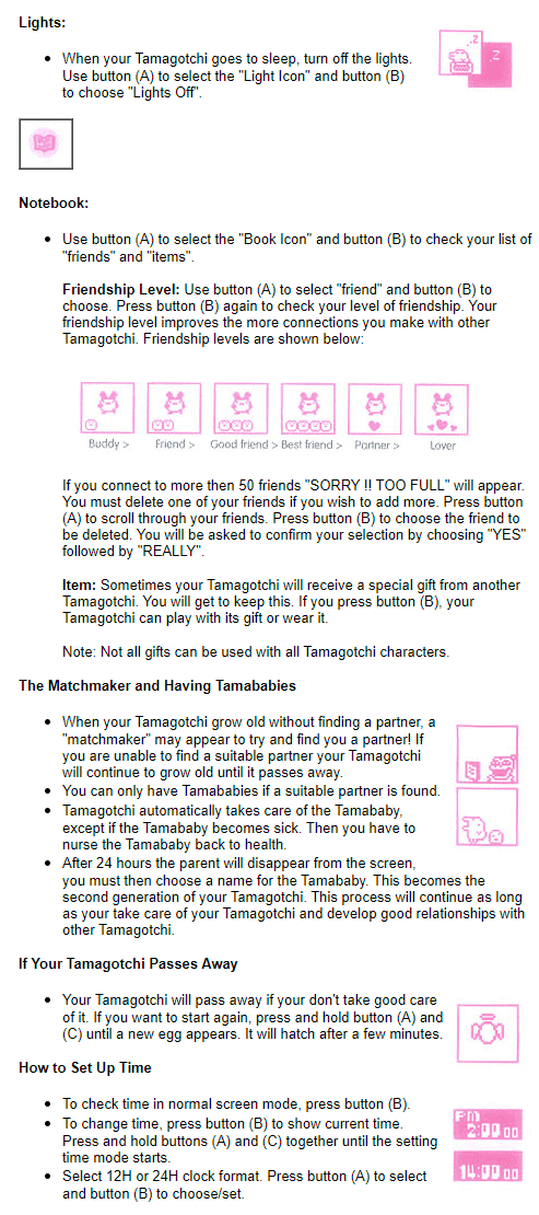 Tamagotchi Connection Instruction Page 4