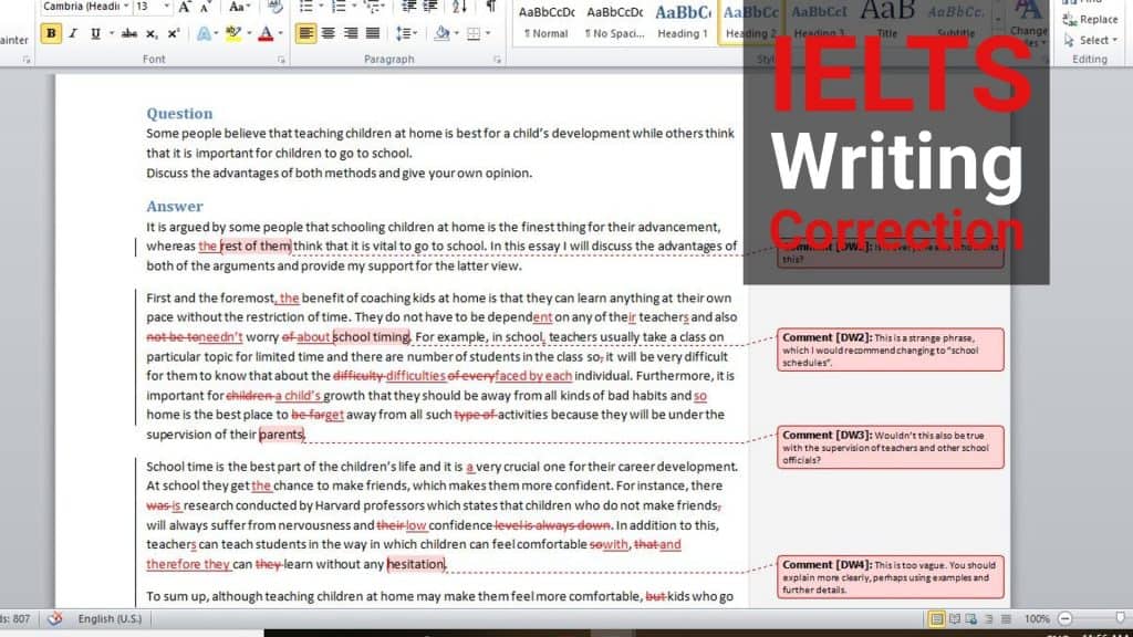 ielts writing correction