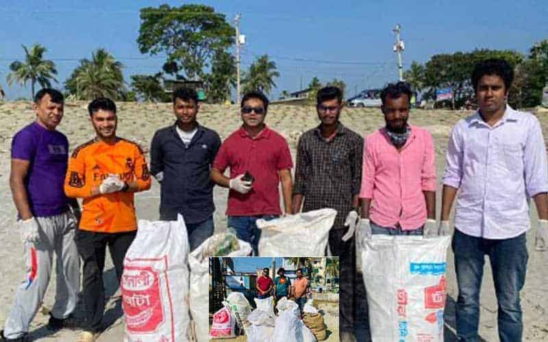 about 323 kg plastic waste was removed, from ​​kuakata beach in bangladesh