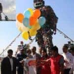 monster made of discarded plastic on coxs bazar beach