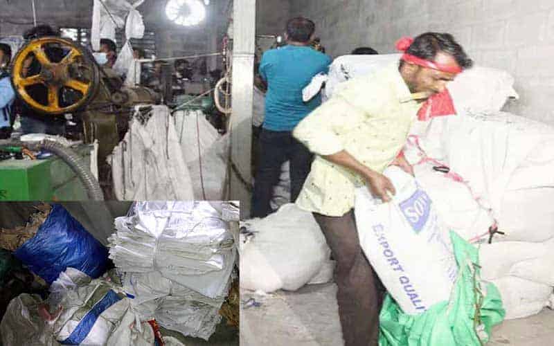 polythene seized in a drive by the department of environment, bangladesh