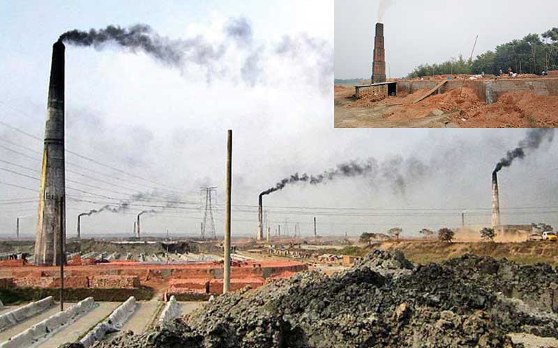 illegal brick kilns are seriously polluting the environment due to black smoke