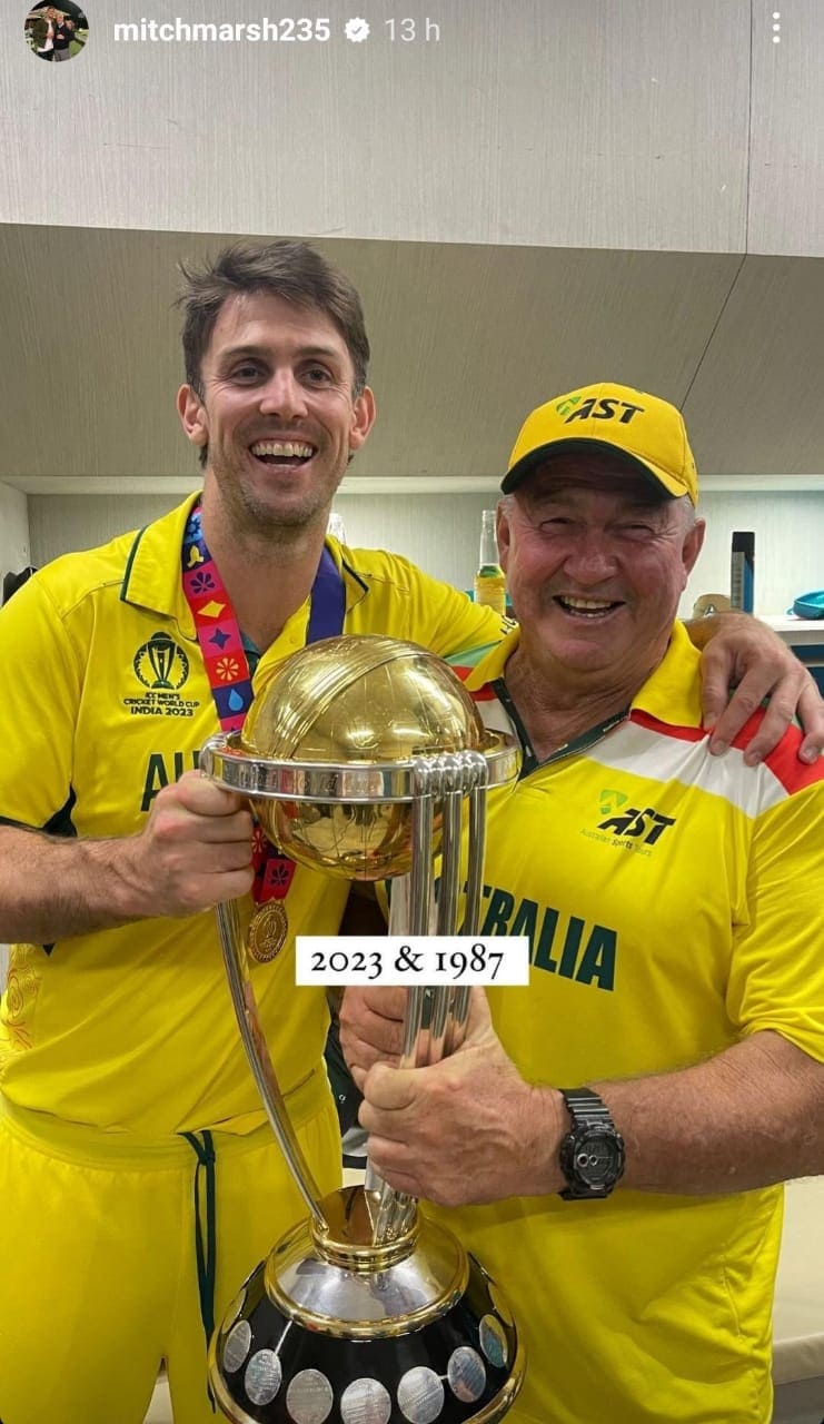 2023 And 1987 Australias Mitchell Marsh Celebrates World Cup Win