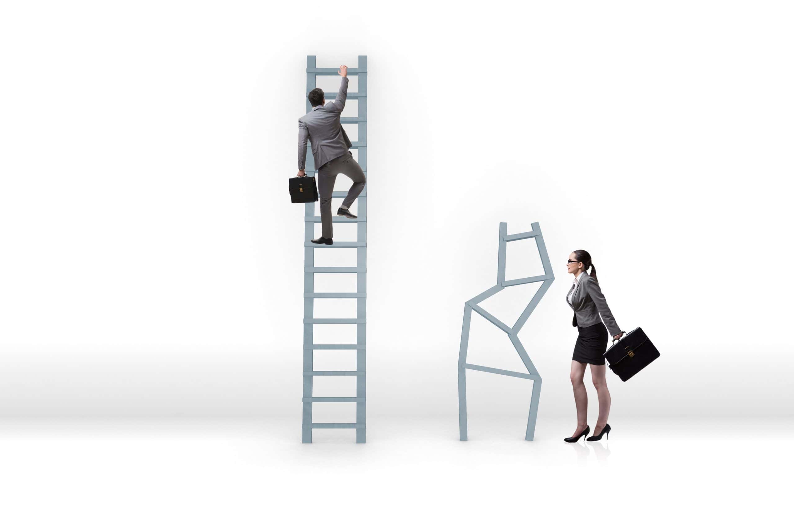 Concept of inequal career opportunities between man woman