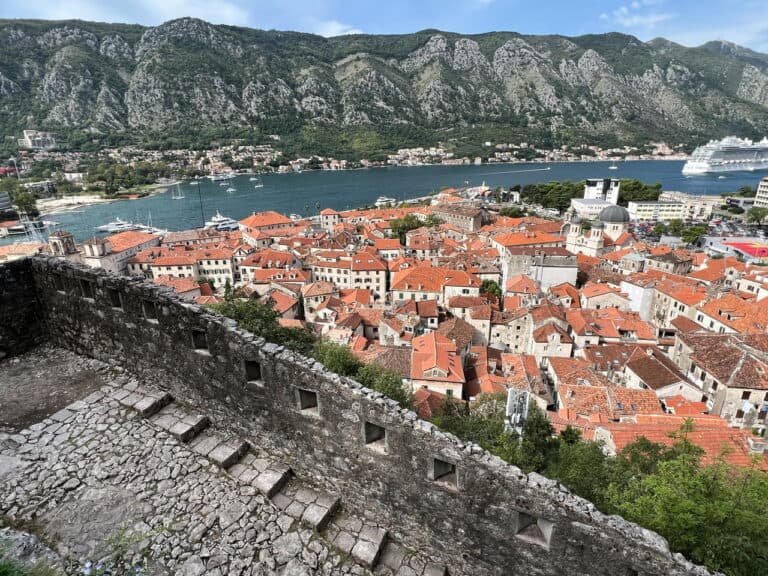 A view of Kotor Montenegro from one of it's upper walls