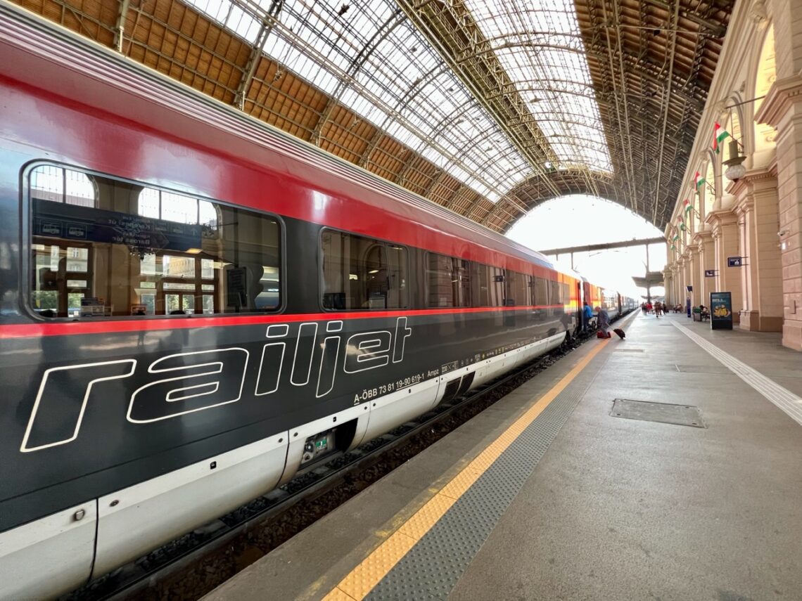 Traveling By Railjet Train Between Vienna and Budapest