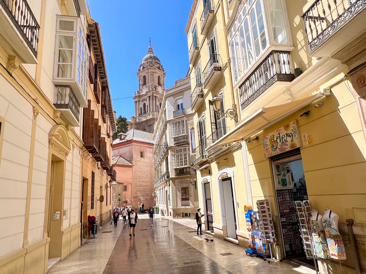 A Street in Old Town Malaga with a view of the Cathedral