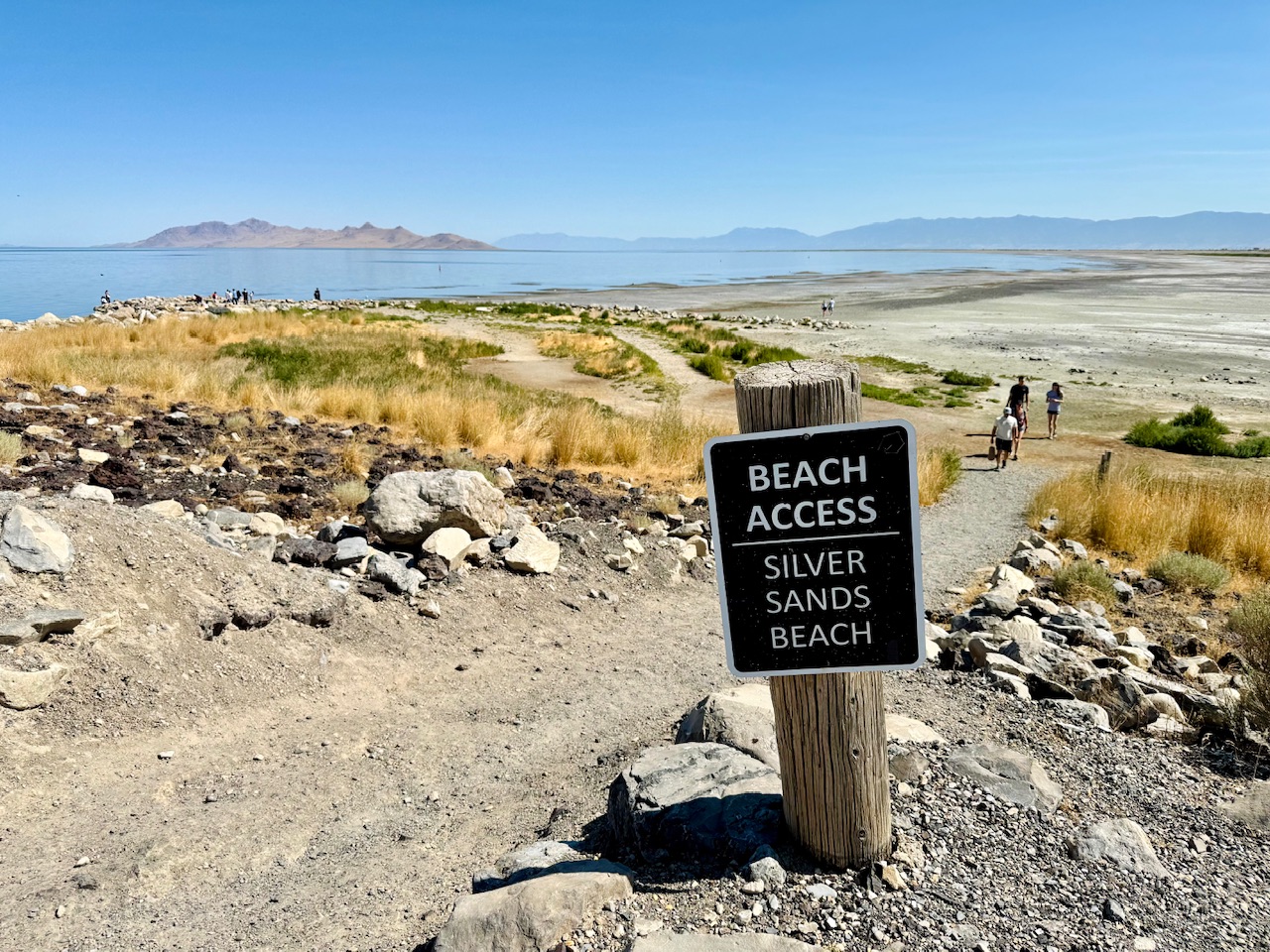 Beach Access sign at the Great Salt Lake State Park