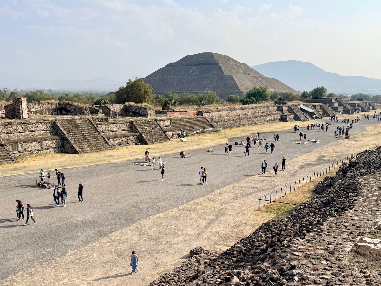Looking across the Avenue of the Dead to the Pyramid of the Sun while visiting Teotihuacan near Mexico City