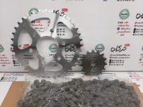 ست دنده ( طبق ) زنجیر جلو و چرخ عقب همراه با زنجیر موتور پالس NS 200 ان اس  کیفیت درجه 1