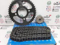 ست دنده ( طبق ) زنجیر جلو و چرخ عقب همراه با زنجیر موتور پالس NS 150 ان اس و AS 150 ای اس اصلی
