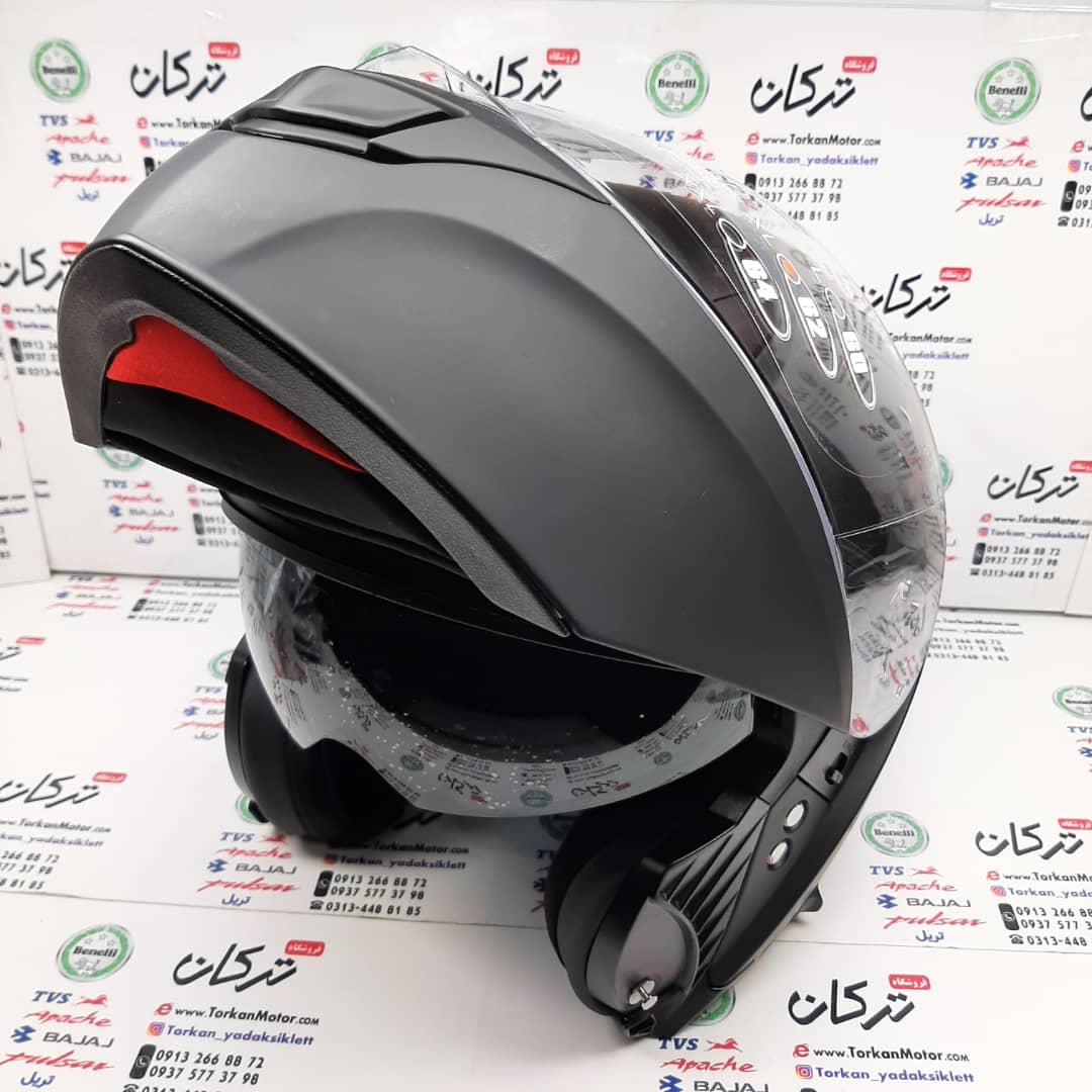 کلاه کاسکت ایمنی فک متحرک عینک دار خارجی مارک راپیدو مشکی مات سایز L لارج - Image 4