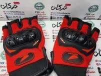 دستکش نیم انگشتی حرفه ای ضربه گیر دار مدل هوندا قرمز