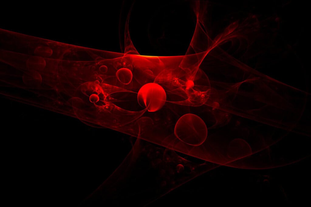 Erythrocytes, abstract illustration of red blood cells flowing