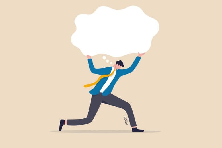 A man carries the heavy burden of too many choices